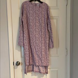 Purple Paisley Long Sleeve Dress